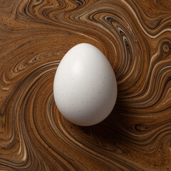Top view of white egg isolated on brown creative abstract. 