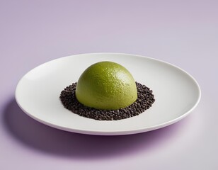 Matcha Dessert Sphere with Black Sesame Crumble and Toasted Seeds