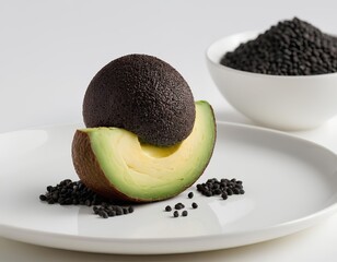 Matcha Dessert Sphere with Black Sesame Crumble and Toasted Seeds