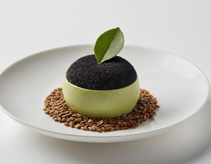 Matcha Dessert Sphere with Black Sesame Crumble and Toasted Seeds