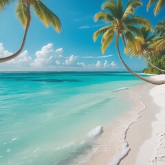 Pristine turquoise water with subtle waves gently lapping at the shore