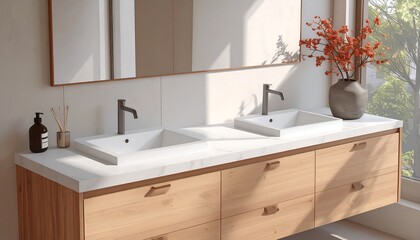 Modern bathroom vanity with double sinks