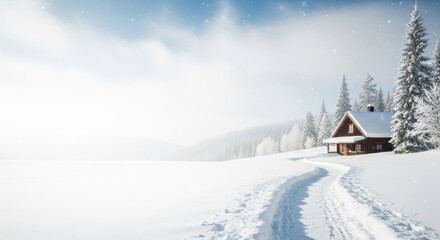 Naklejka premium Quiet huts in the snow
