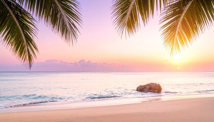 Sunset beach with palms