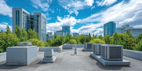 Modern Commercial Roof Heat Island Mitigation Premium Urban Environmental Efficiency for Millennial Professionals Marketing and Social Media Content