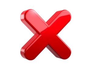 Red Cross Mark Icon with Shadow and Glow Isolated on Transparent Background PNG