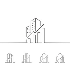 Obraz premium This minimalist graphic visualizes the upward trajectory of real estate markets, representing successful business growth and smart urban development.