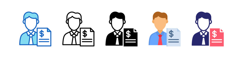 Wealth Advisor Multiple Style Icon Set Collection. 
