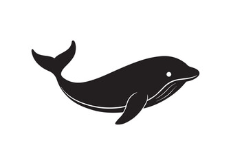 Silhouette whale ocean mammal simple animal vector illustration isolated on white background.