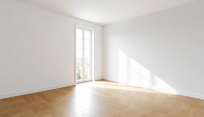 Fototapeta premium Bright Empty Room with Hardwood Floor and Window