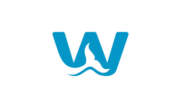 Letter W Typography W for Whale