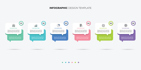Timeline Creator infographic template. 6 Step timeline journey, calendar Flat simple infographics design template
