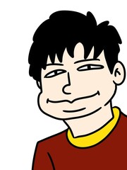 cartoon boy smiling, isolated on white background