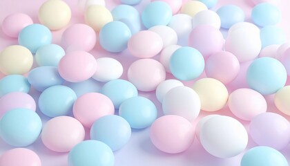 Pastel spheres composition: a dreamy aesthetic of smooth, colorful orbs in a soft focus