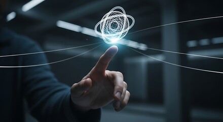 Atom technology futuristic innovation science concept interface