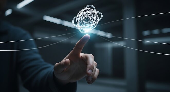 Atom technology futuristic innovation science concept interface - Powered by Adobe