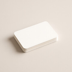 A clean and modern mockup featuring a stack of blank white business cards with rounded corners, perfect for branding presentations on a neutral background