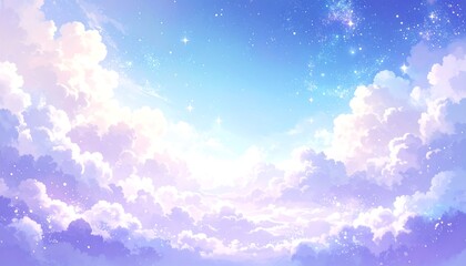 Pastel sky with fluffy clouds (1)