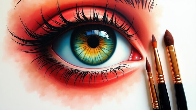 Eyes reveal soul&rsquo;s art, colors blend with every stroke.