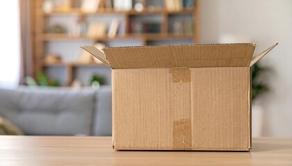 Open cardboard box on a table