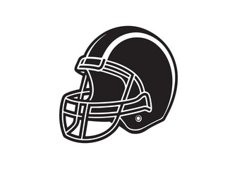 American football helmet icon, solid black silhouette with faceguard safety gear vector illustration.