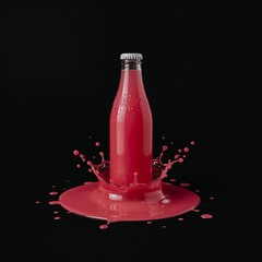 Vibrant Red Drink Splash on Black Background