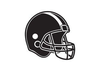 American football helmet icon, solid black silhouette with faceguard safety gear vector illustration.