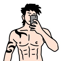 Fototapeta premium cartoon man in tattoos