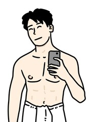 Fototapeta premium cute and cartoon asian man on white background