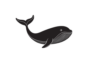 Silhouette whale ocean mammal simple animal vector illustration isolated on white background.