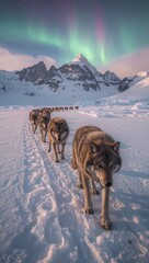 Wolves Marching Under Northern Lights