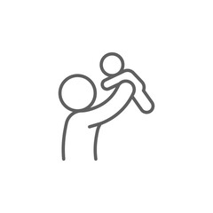Obraz premium Father and son playing icon. Simple outline style. Dad, child, man holding kid, young, people, happy, fun, family concept. Thin line symbol. Isolated design editable stroke.