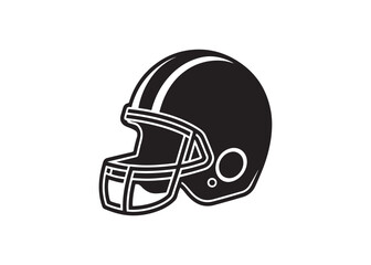 American football helmet icon, solid black silhouette with faceguard safety gear vector illustration.