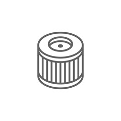 Car oil filter icon. Simple outline style. Air, fuel, engine, change, auto, clean, machine, technology, spring, vehicle, transportation concept. Thin line symbol. Isolated design editable stroke.