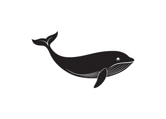 Silhouette whale ocean mammal simple animal vector illustration isolated on white background.
