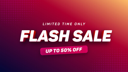 Sale Shopping Banner with Flash icon and 3D text on lighting background. Flash Sales template design for website and social media. Flash Sale promotion.