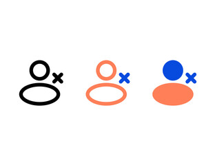 Simple User Icon with Cross Mark in Three Color Variations