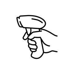 Barcode scanner icon. Simple outline style. Code, bar, technology, label, digital, supermarket tag concept. Thin line symbol. Isolated design.