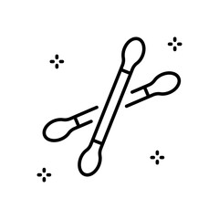 Cotton buds, hygiene icon. Simple outline style. Swab, pattern, flower, texture, health, medical, beauty concept. Thin line symbol. Isolated design.