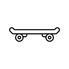Skateboard icon. Simple outline style. Skate, board, wheel, skater, youth, street, city sport, fun, urban, transportation, recreation concept. Thin line symbol. Isolated design.