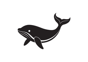 Silhouette whale ocean mammal simple animal vector illustration isolated on white background.