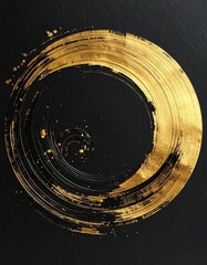 「金と黒の円相、和の抽象美」