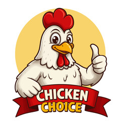 A cartoon chicken giving a thumbs up with a banner that says 