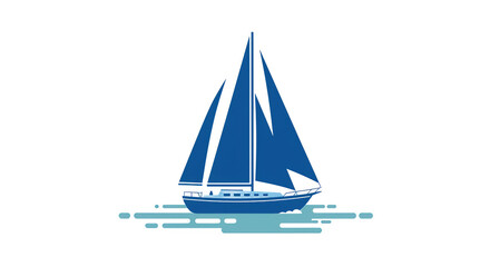 Blue Sailboat on White Background detailed illustration featuring sailing, leisure, vessel, transport, modern, serene concept design for modern