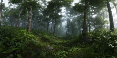 Obraz premium Panoramic hdr forest scene nature tranquil