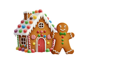 gingerbread house and gingerbread man and chrimis