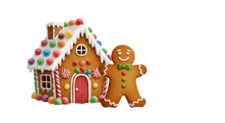 gingerbread house and gingerbread man and chrimis 