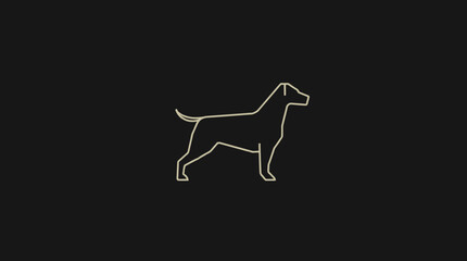 Simple line drawing of a dog, side profile, on a dark background.