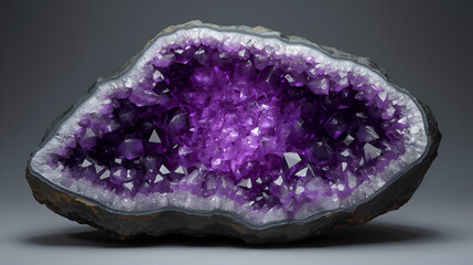 Fototapeta premium Ultra realistic crystal geode cut open sparkling under studio lights modern mineral photography product design