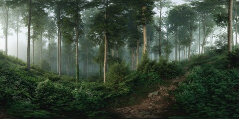 Obraz premium Nature hdr panorama in forested landscape